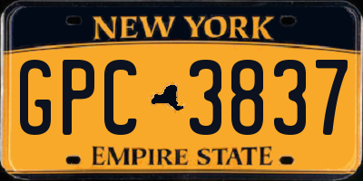 NY license plate GPC3837