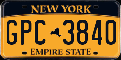 NY license plate GPC3840