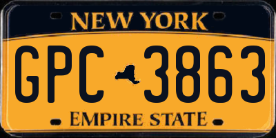 NY license plate GPC3863