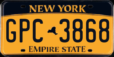 NY license plate GPC3868