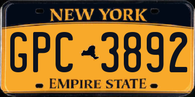 NY license plate GPC3892