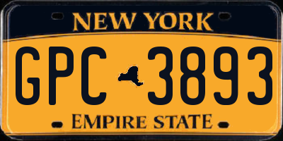NY license plate GPC3893