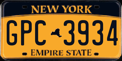 NY license plate GPC3934