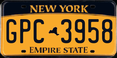 NY license plate GPC3958