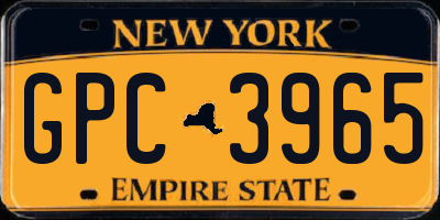 NY license plate GPC3965