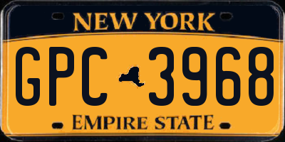 NY license plate GPC3968