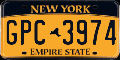 NY license plate GPC3974