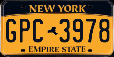 NY license plate GPC3978
