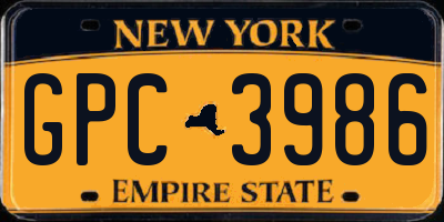 NY license plate GPC3986
