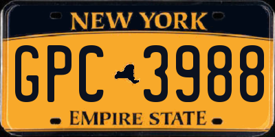 NY license plate GPC3988