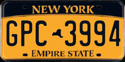 NY license plate GPC3994