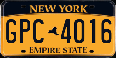 NY license plate GPC4016