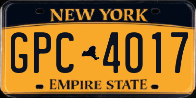 NY license plate GPC4017