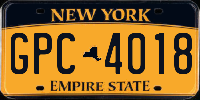 NY license plate GPC4018