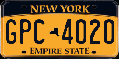 NY license plate GPC4020
