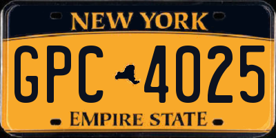 NY license plate GPC4025