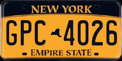 NY license plate GPC4026