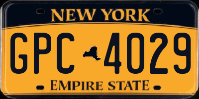 NY license plate GPC4029