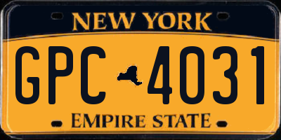 NY license plate GPC4031