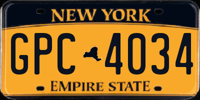 NY license plate GPC4034