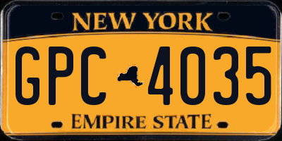NY license plate GPC4035