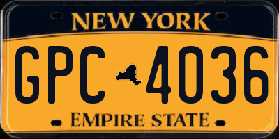NY license plate GPC4036