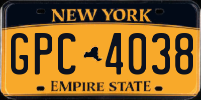 NY license plate GPC4038