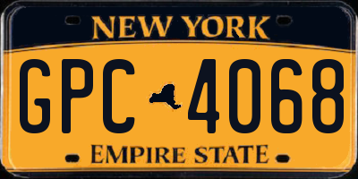 NY license plate GPC4068