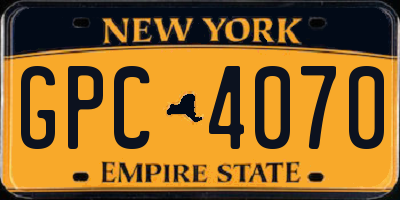 NY license plate GPC4070