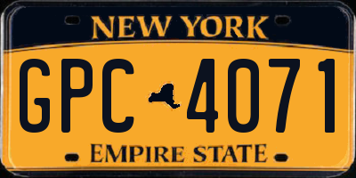 NY license plate GPC4071