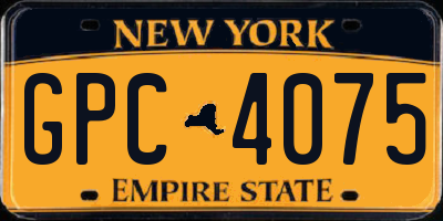 NY license plate GPC4075