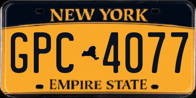 NY license plate GPC4077