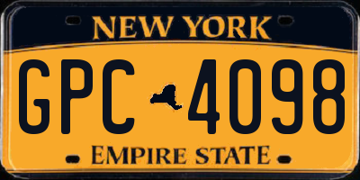 NY license plate GPC4098