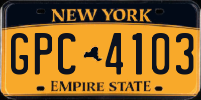 NY license plate GPC4103