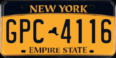 NY license plate GPC4116