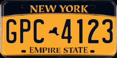 NY license plate GPC4123