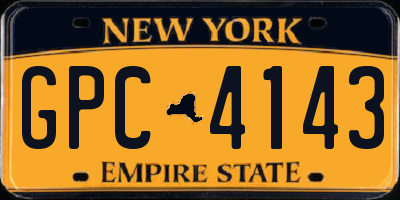 NY license plate GPC4143