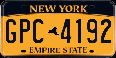 NY license plate GPC4192