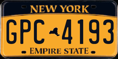NY license plate GPC4193