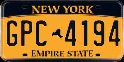 NY license plate GPC4194