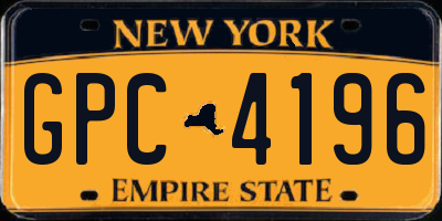 NY license plate GPC4196