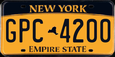 NY license plate GPC4200