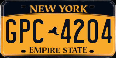 NY license plate GPC4204