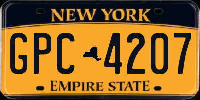 NY license plate GPC4207