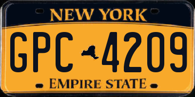 NY license plate GPC4209