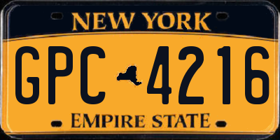 NY license plate GPC4216