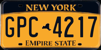 NY license plate GPC4217