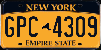 NY license plate GPC4309