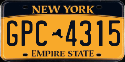 NY license plate GPC4315