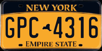 NY license plate GPC4316